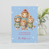 Dit seizoen kerstdieren leeuwen Schattige Feestdagenkaart (Staand voorkant)