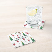 Dit seizoen Kerstmis Santa Rendier Wijn Sneeuw Kartonnen Onderzetters (Insitu)