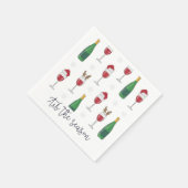 Dit seizoen Kerstmis Santa Rendier Wijn Sneeuw Servet (Hoek)