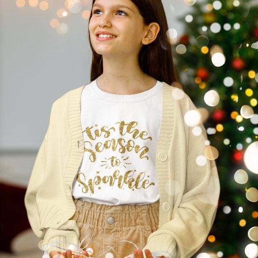 Dit seizoen naar Sparkle Gold Faux Glitter T-shirt