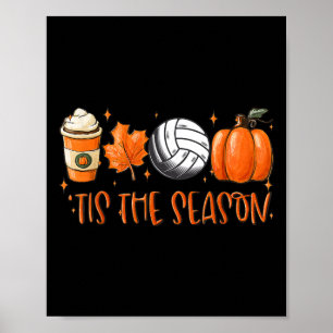 Dit seizoen pompoen blad latte Herfst volleybal Poster