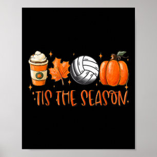Dit seizoen pompoen blad latte Herfst volleybal Poster