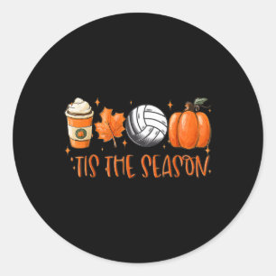 Dit seizoen pompoen blad latte Herfst volleybal Ronde Sticker