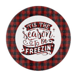 Dit seizoen Red Black Fun Christmas Quote Plaid Snijplank