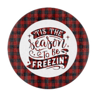 Dit seizoen Red Black Fun Christmas Quote Plaid Snijplank