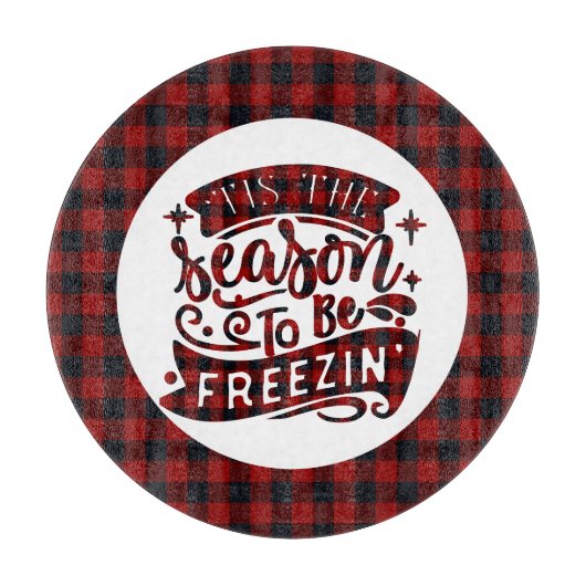 Dit seizoen Red Black Fun Christmas Quote Plaid Snijplank (Voorkant)
