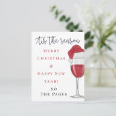 Dit seizoen Santa Hat Wine Holiday Briefkaart (Staand voorkant)