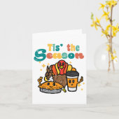 Dit seizoen Turkije pompoen koffie retro Thanksg Kaart (Gele Bloem)