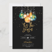 Dit seizoen, zwart, kerstverlichting feest kaart (Voorkant)