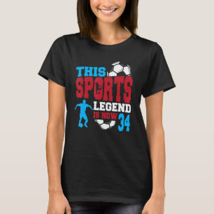 Dit sportleggende is nu 34-jarige voetbalwedstrijd t-shirt
