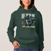"Dit unieke ontwerp toont een nieuwsgierig zwart Hoodie (Voorkant)
