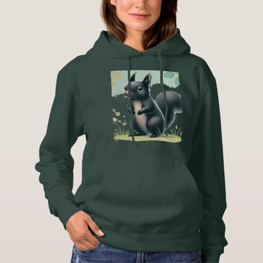 "Dit unieke ontwerp toont een nieuwsgierig zwart Hoodie (Voorkant)