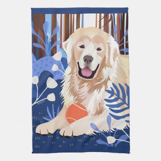 DIT VEEL IS WAAR Golden Retriever keukenhanddoek (Verticaal)