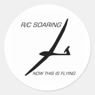 DIT VLIEGT... zwart zweefvliegtuig Ronde Sticker