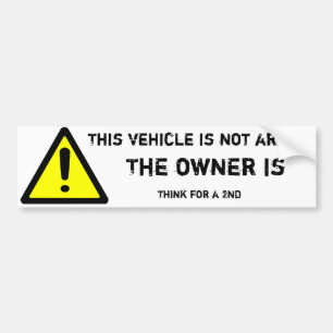 Dit voertuig is niet gewapend bumpersticker