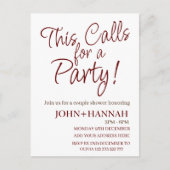 Dit vraagt om een feest grappige co-ed paar douche briefkaart (Voorkant)