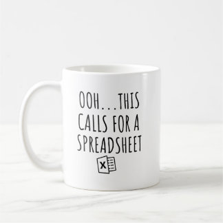 Dit vraagt om een Mok voor een spreadsheet koffie