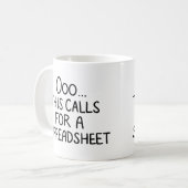 Dit vraagt om een spreadsheet Funny Work Data Koffiemok (Voorkant links)