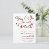 Dit vraagt om werk afscheidspensioen op maat briefkaart (Staand voorkant)