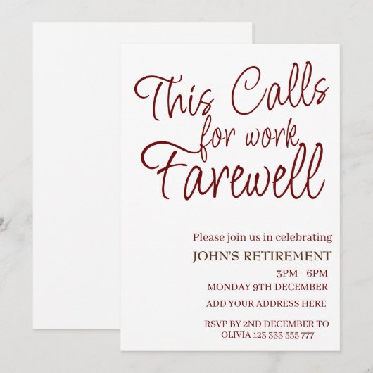 Dit vraagt om werk afscheidspensioen op maat kaart (Voorkant / Achterkant)