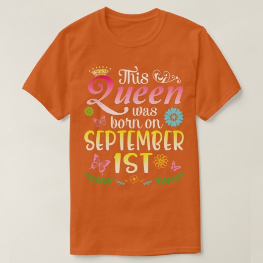 Dit werd geboren op 1 september Gelukkige Verjaard T-shirt (Design voorkant)
