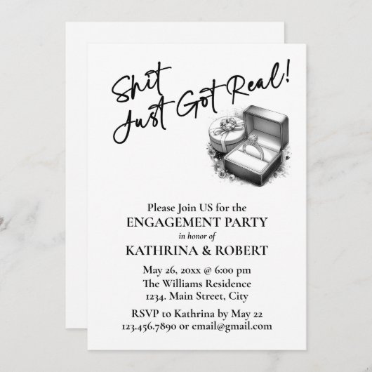 Dit werd pas echt! Elegante Betrokkenheid Partij Kaart (Voorkant / Achterkant)