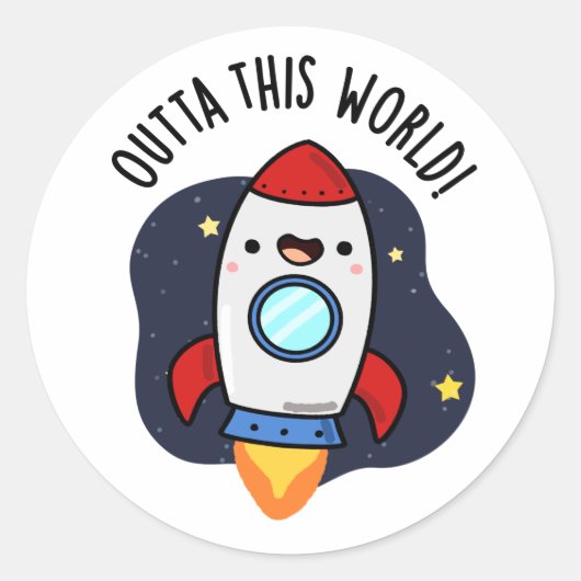 Dit wereldschimnige Rocket Pun Ronde Sticker (Voorkant)