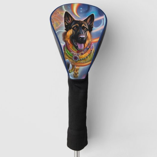 Dit wereldtrippy German Shepherd Golfheadcover (Voorkant)