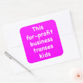 Dit winstgevende bedrijf overboekt kinderen vierkante sticker (Envelop)