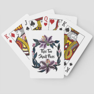 "Dit Zal Ook Voorbijgaan" Aquarel Leliekrans Pokerkaarten