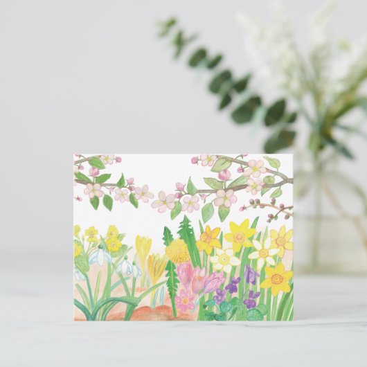 Dit zijn de lente bloemen die vreugde uitstralen  feestdagenkaart (Staand voorkant)