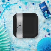 Dit zwart en zilver aangepaste vrijgezellenfeest p papieren bordje (Feest)