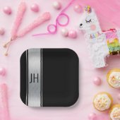 Dit zwart en zilver aangepaste vrijgezellenfeest p papieren bordje (Feest)