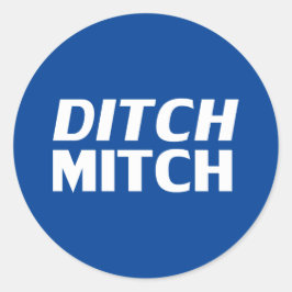 "Ditch Mitch" blauw wit Ronde Sticker