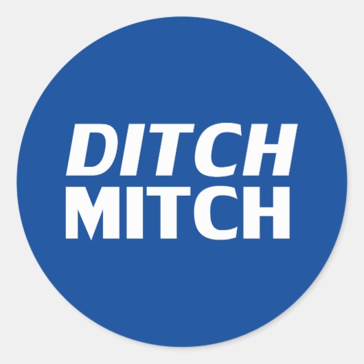 "Ditch Mitch" blauw wit Ronde Sticker (Voorkant)