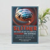 Dither Snake Reptile Birthday Party Invitation Kaart (Staand voorkant)