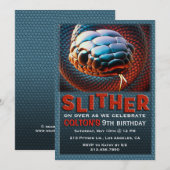 Dither Snake Reptile Birthday Party Invitation Kaart (Voorkant / Achterkant)