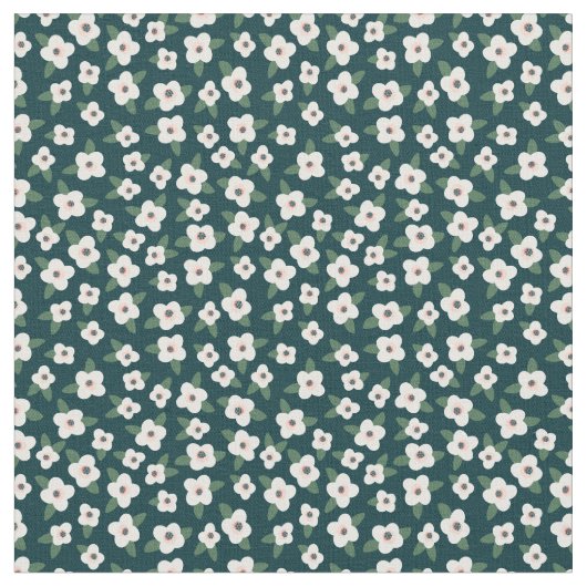 Ditsy Black en White Floral Flower Pattern Stof (Close Up)