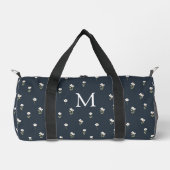 Ditsy bloem boho wilde bloem donkerblauw monogram plunjezak (Voorkant)