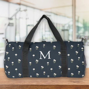 Ditsy bloem boho wilde bloem donkerblauw monogram plunjezak