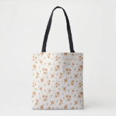 Ditsy Bloem Boho Wilde Bloem Neutraal Beige Naam Tote Bag (Voorkant)