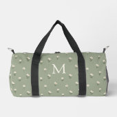 Ditsy Bloem Boho Wilde Bloem Salie Groen Monogram Plunjezak (Voorkant)