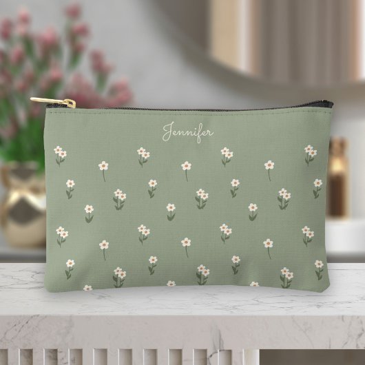 Ditsy Bloem Boho Wilde Bloem Salie Groen Naam Etui