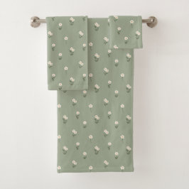 Ditsy bloem cottagecore boho wilde bloem salie bad handdoek