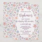 Ditsy Bloemen Baby Douche Uitnodigingen. Kaart (Voorkant / Achterkant)