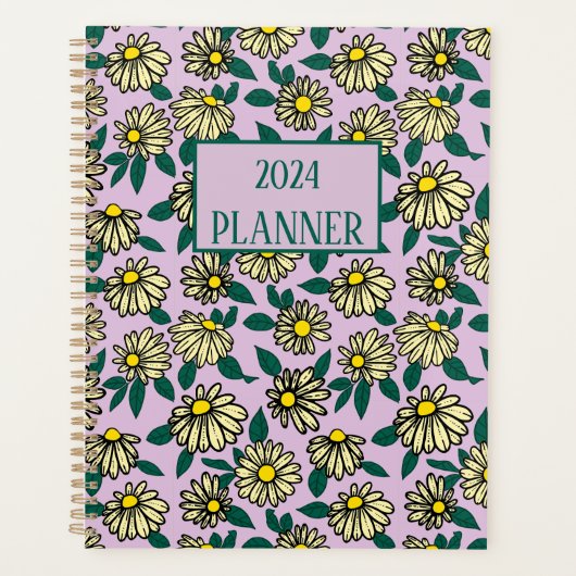 Ditsy Bloemen Roze Patroon Planner (Voorkant)