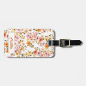 Ditsy Bloemenpatroon Geel Sinaasappel Patroon Bagagelabel (Voorkant horizontaal)