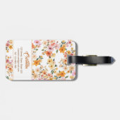 Ditsy Bloemenpatroon Geel Sinaasappel Patroon Bagagelabel (Achterkant horizontaal)