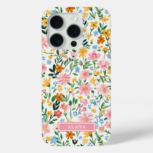 Ditsy Bloementuin met Initialen Case-Mate iPhone Case (Achterkant)