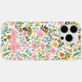 Ditsy Bloementuin met Initialen Case-Mate iPhone Case (Achterkant (horizontaal))